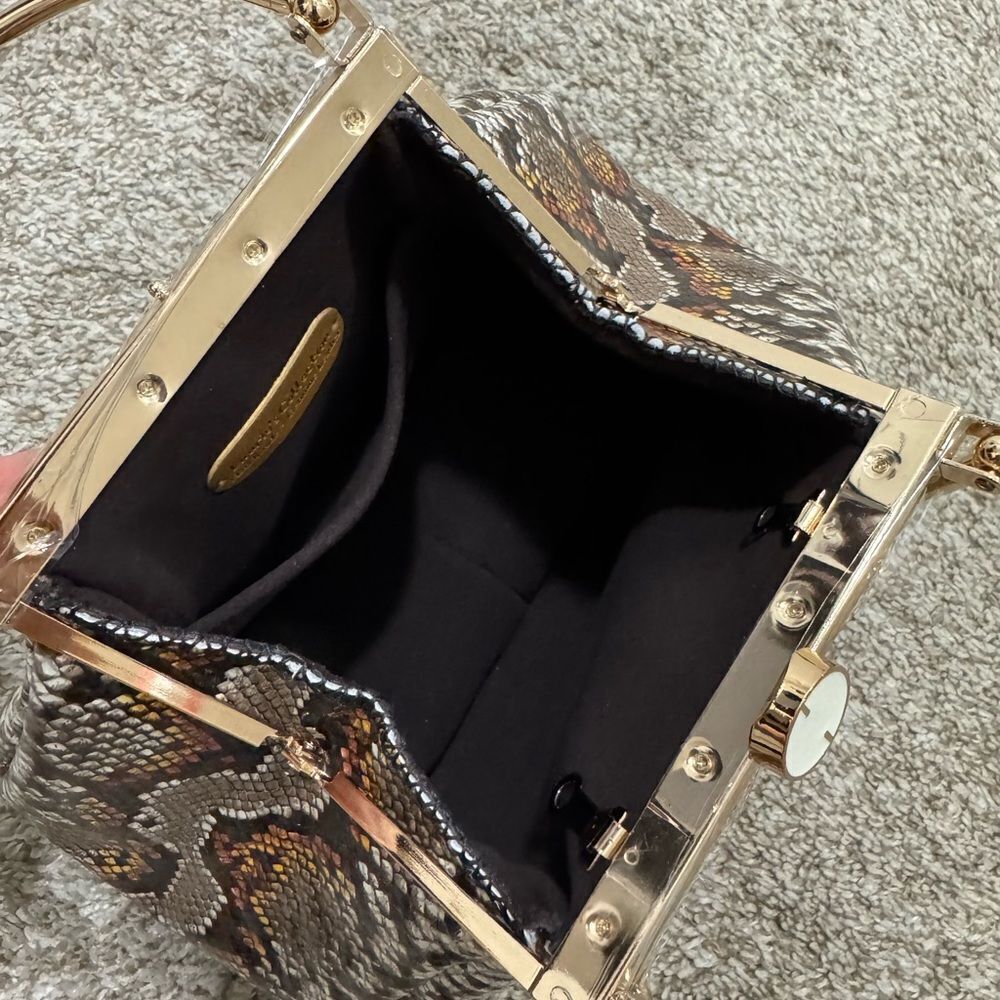 Unique Design! Genuine Cowhide Snake Skin Embossed Top Handle Bag/Crossbody - Picture 13 of 13